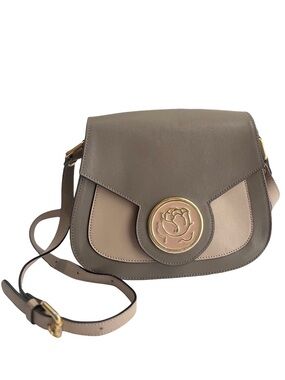 Italian Leather Crossbody Bag Taupe | Braccialini Made in Italy Saddle